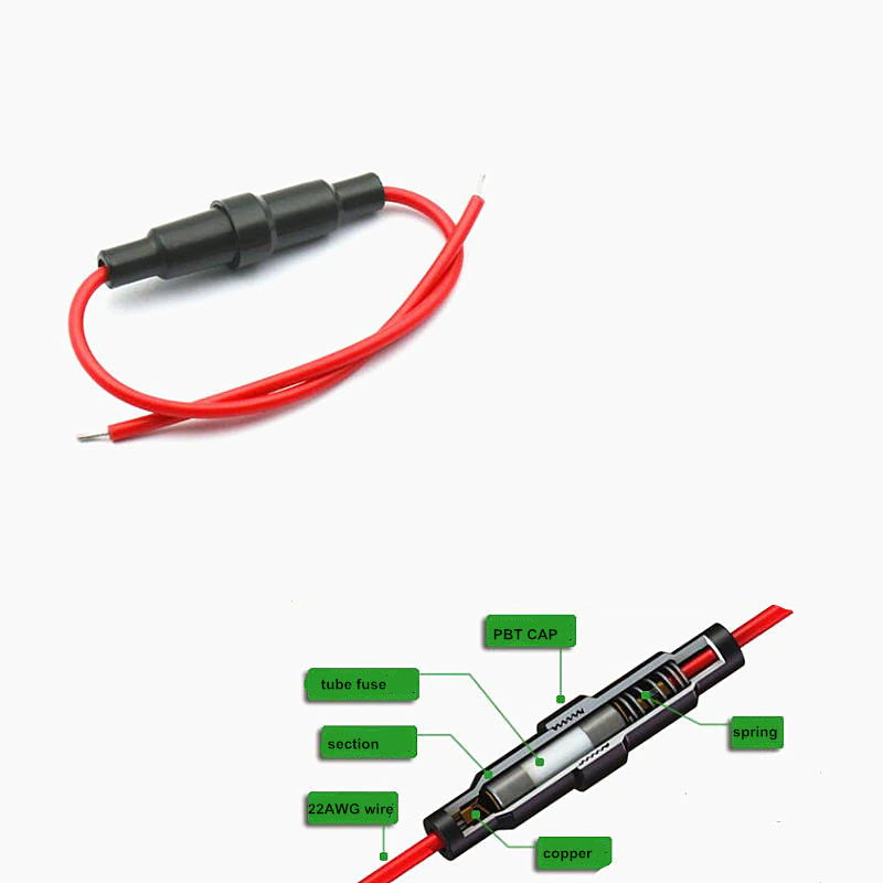 PORTE-FUSIBLE avec cable  5x20mm, 6x30mm