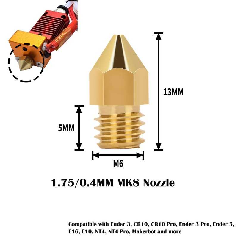 Buse Tête d'impression de cuivre pour l'extrudeuse IMPRIMANT 3D  1.75mm