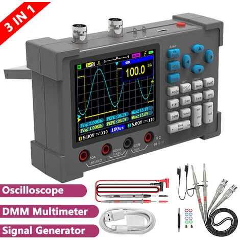 ZEEWEII DSO3D12, Oscilloscope Numérique 3 en 1 ,Multimètre, Générateur de Signal