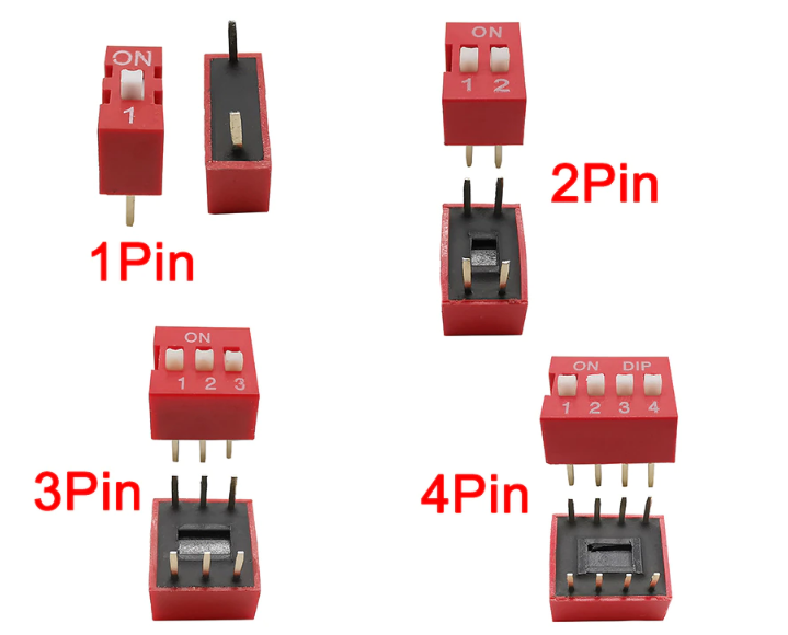 Interrupteur  Bascule Glissiere  1 2 3 4 5 6 7 8 9 10 12 Bits rouge