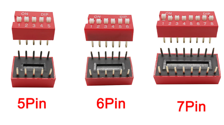 Interrupteur  Bascule Glissiere  1 2 3 4 5 6 7 8 9 10 12 Bits rouge