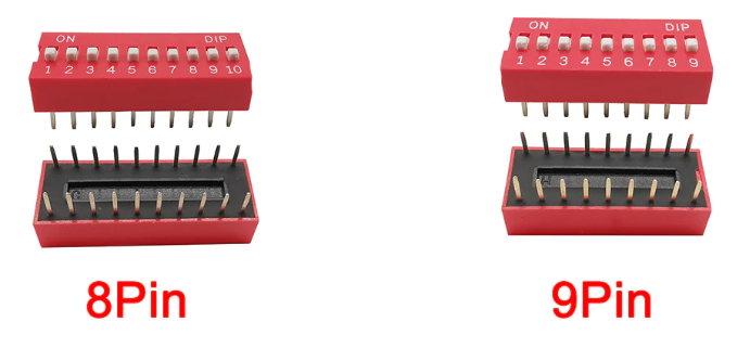 Interrupteur  Bascule Glissiere  1 2 3 4 5 6 7 8 9 10 12 Bits rouge
