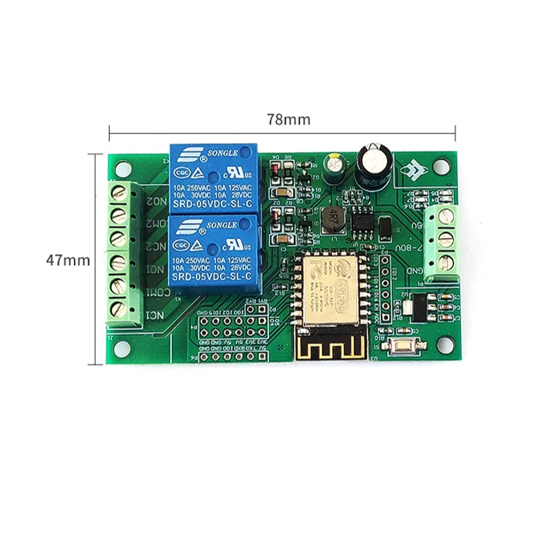 Module de relais WIFI ESP8266 2 canaux 5V/8-80V