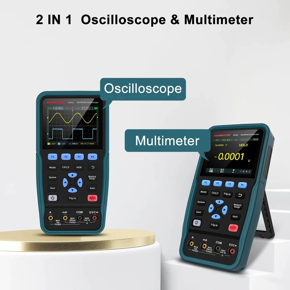 Oscilloscope et Multimètre 2 EN 1 portatif HO52  Bande 50mhz  Hanmatek