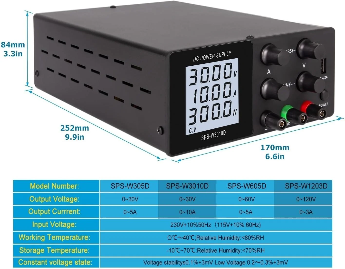 ALIMENTATION LABO ROGRAMMABLE SPS-W305D (30V ~ 5A)