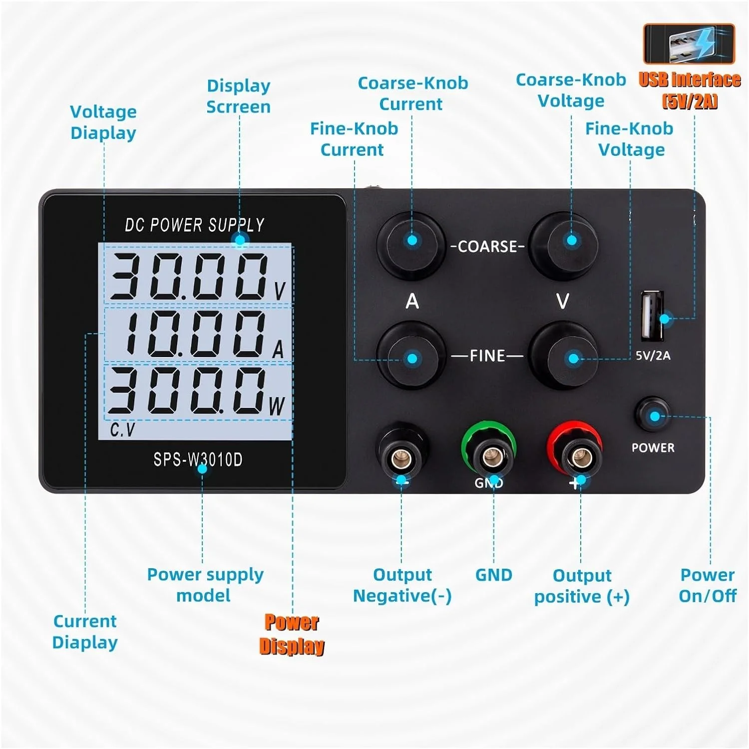ALIMENTATION LABO ROGRAMMABLE SPS-W305D (30V ~ 5A)