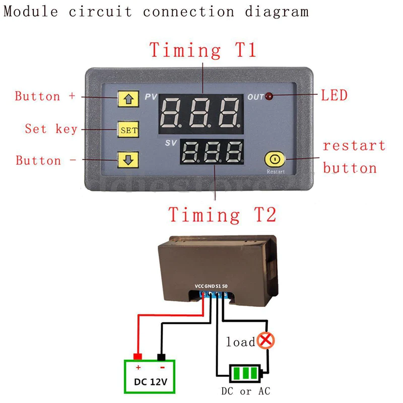 Module de relais temporisateur numérique T3230 A 110V 220V