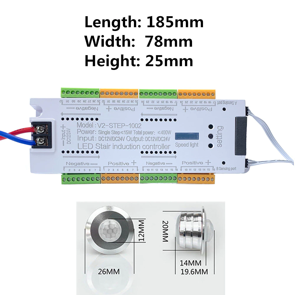 système de  Contrôleur de lumière d'escalier intelligent V2-STEP-1002