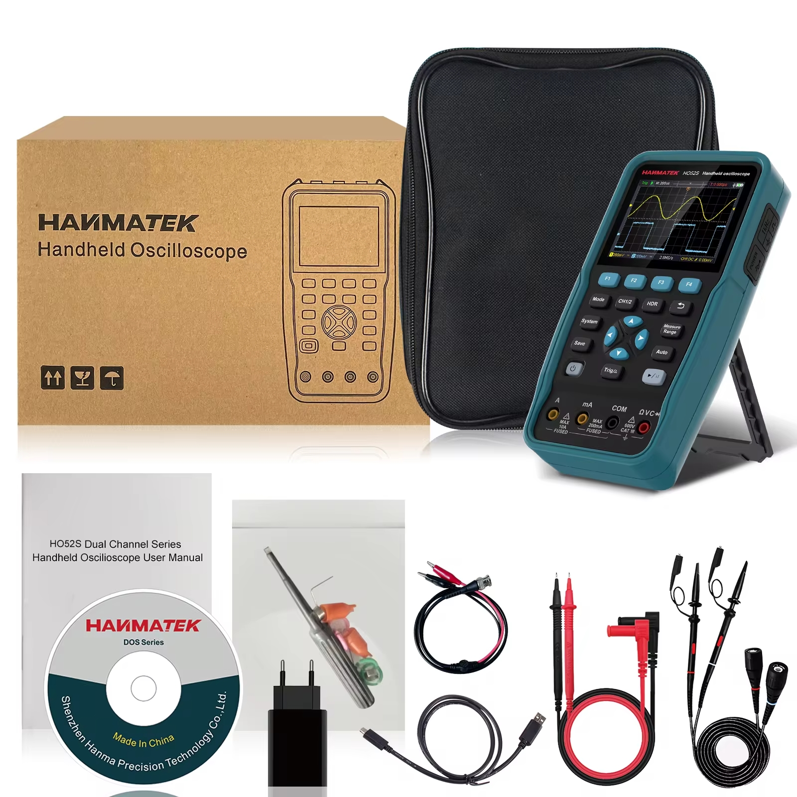Oscilloscope multimètre Générateur de signaux 3 EN 1 portatif HO102S Bande 100 MHZ Hanmatek