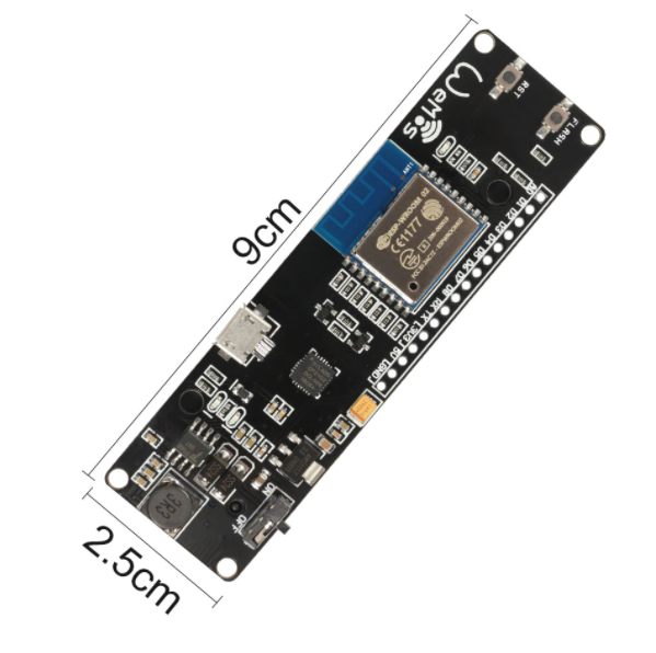 ESP8266 WiFi D1 ESP-Wroom-02  + support de batterie Rechargeable