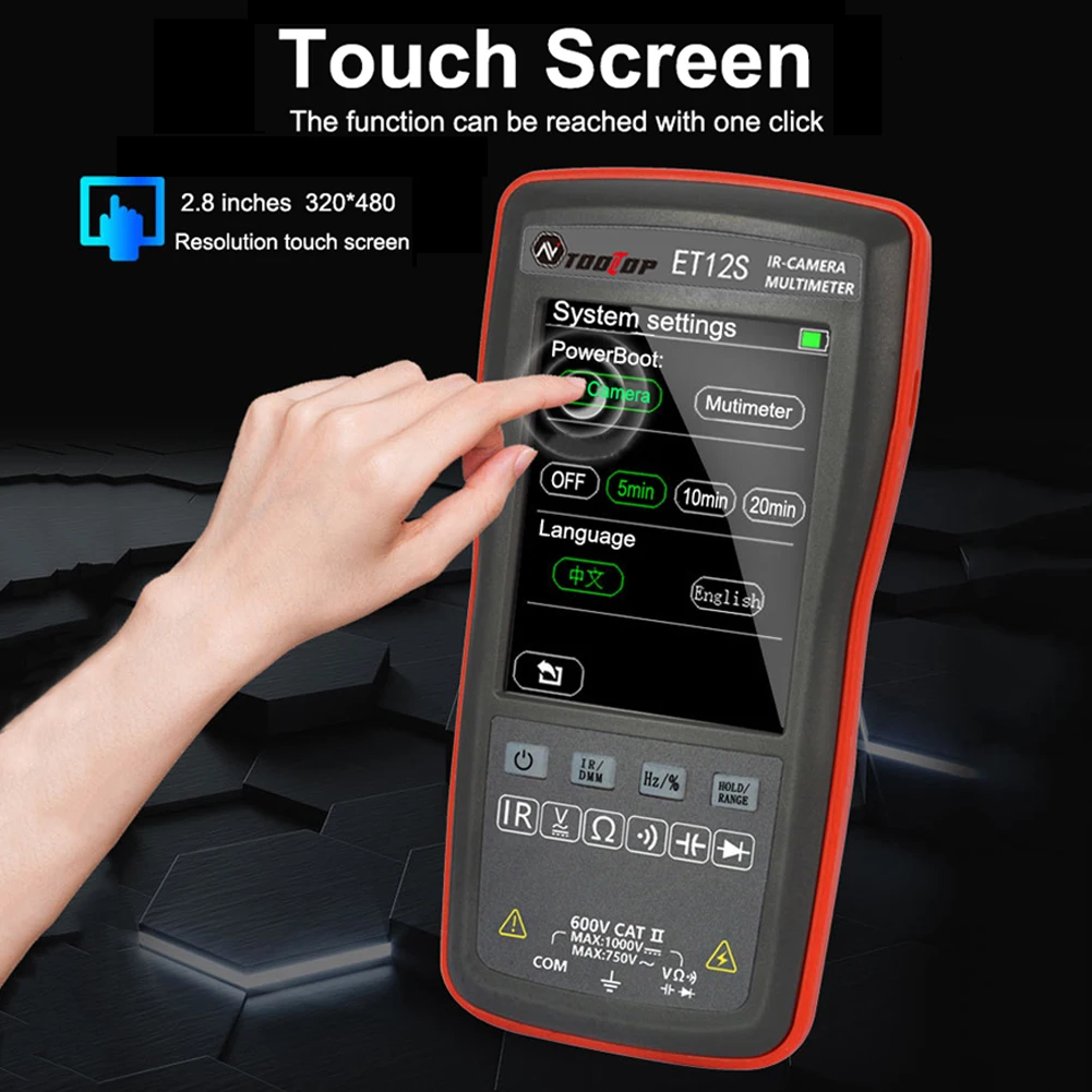 Multimetre + camera thermique numerique ET12S , Pixel mesure de tension et de courant 2 en 1