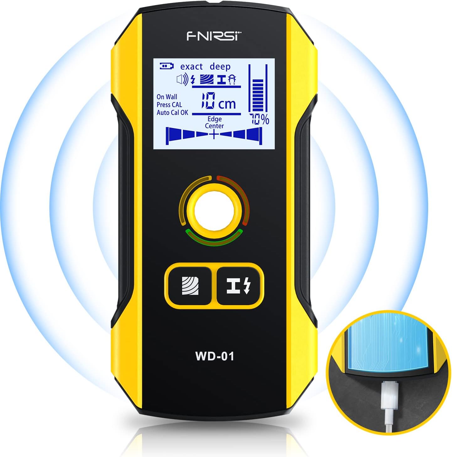FNIRSI WD-01 détecteur de métaux Scanner mural avec trou de positionnement nouvellement conçu pour fils de câble AC