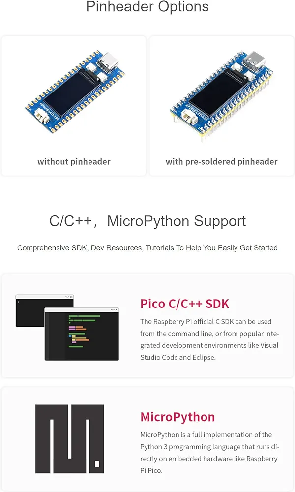 Carte RASPBERRY MCU RP2040 avec écran LCD 0,96