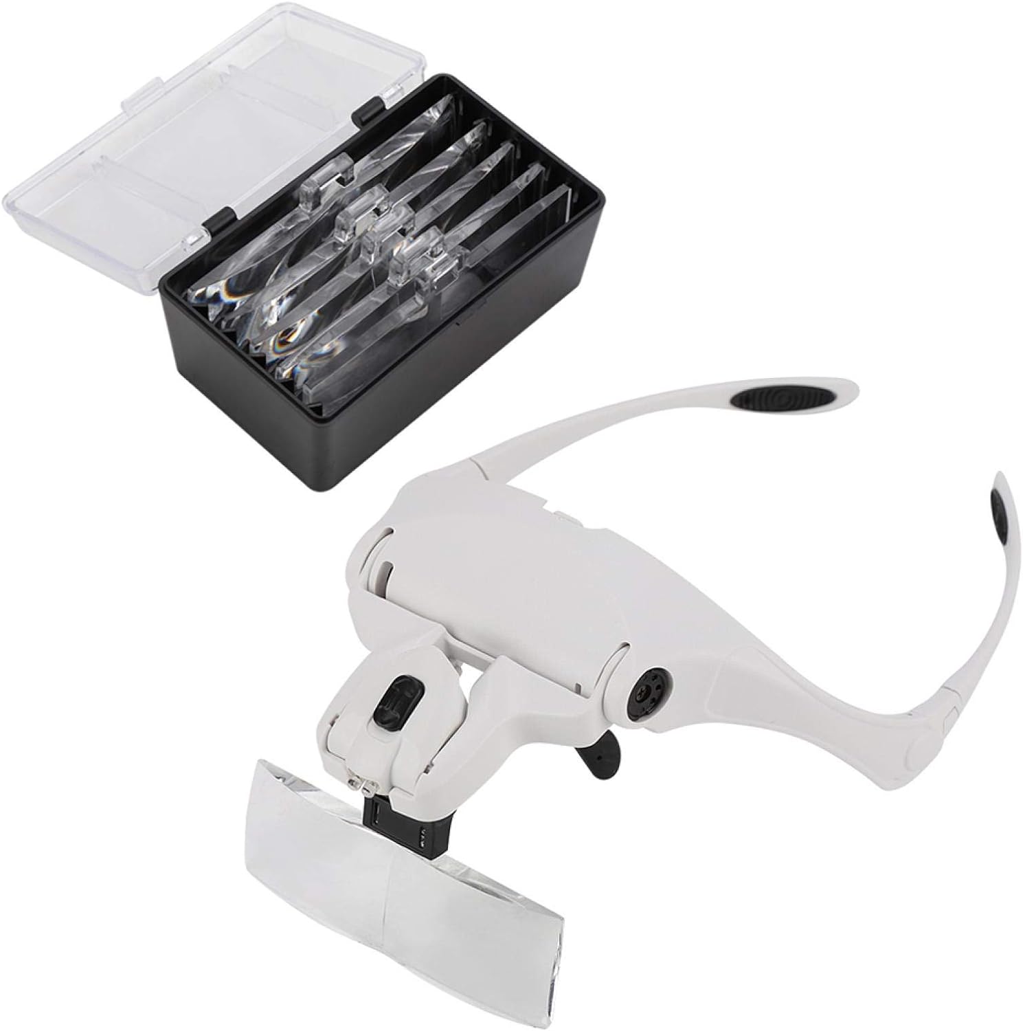 Loupe de lunettes grossissante avec lumière LED  NO.9892B1 Avec 5 pièces différentes