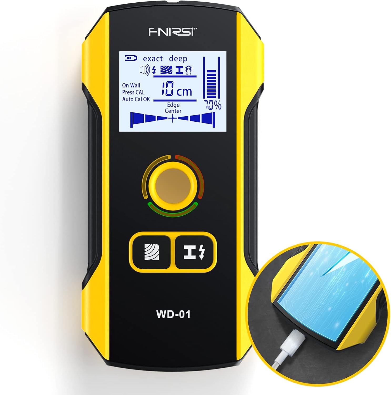 FNIRSI WD-01 détecteur de métaux Scanner mural avec trou de positionnement nouvellement conçu pour fils de câble AC