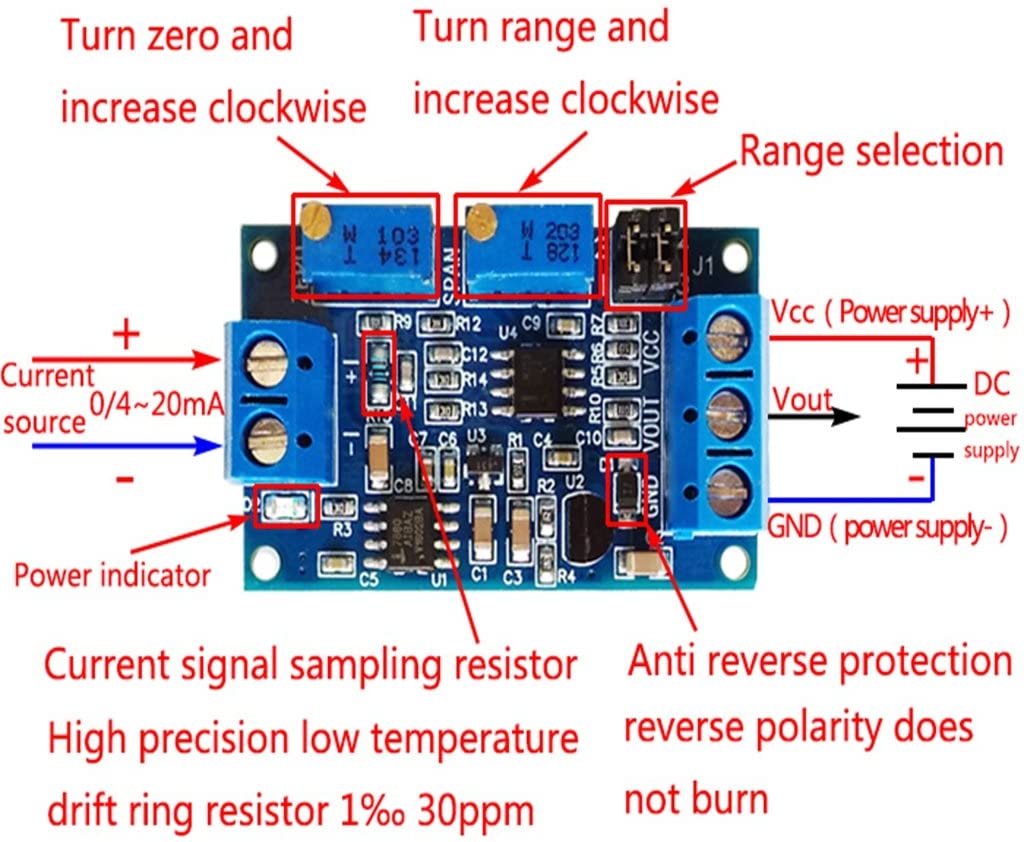 MODULE CONVERSION DE SIGNAL COURANT TENSION 4-20mA to 0-10V