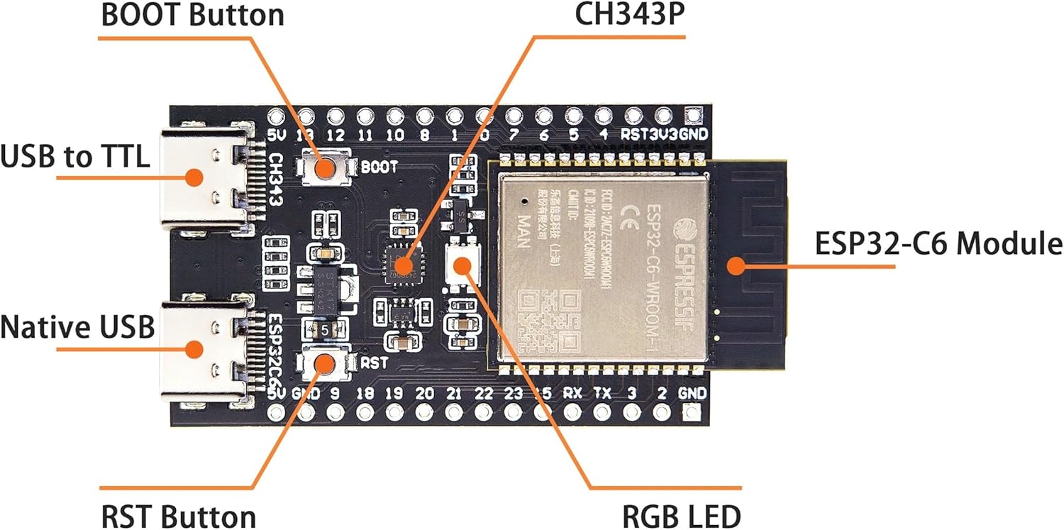 carte ESP32-C6-WROOM-1-N16 Type-C