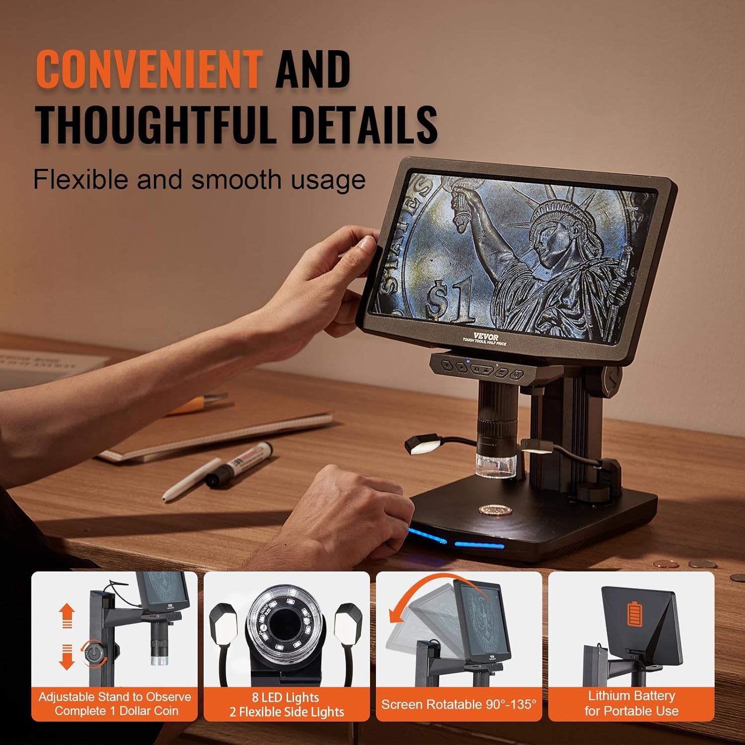 Microscope numérique multifonction W10 10,1" HDMI 1300X avec ecran IPS