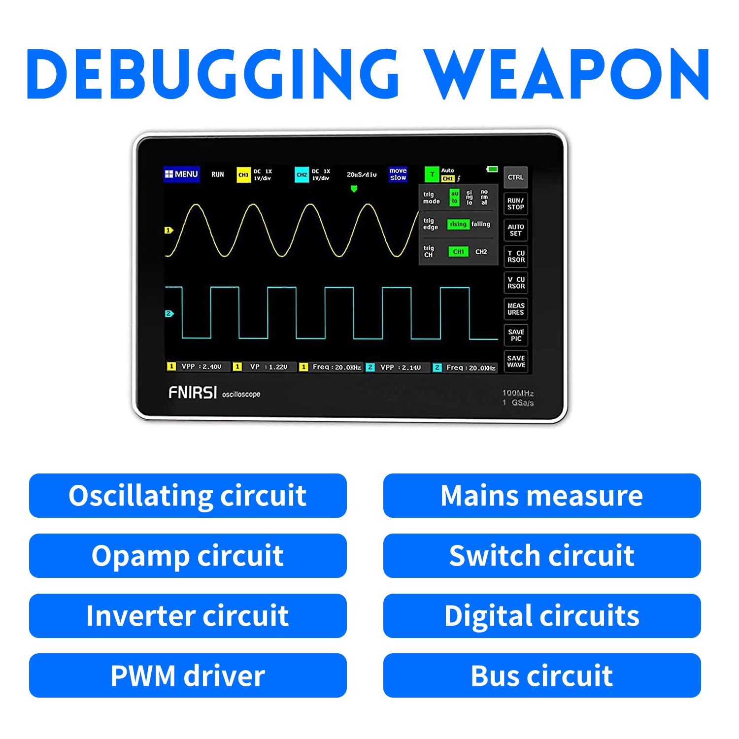Tablette Oscilloscope numérique é double canal FNIRSI-1013D