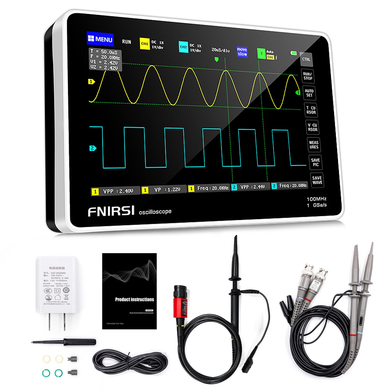 Tablette Oscilloscope numérique é double canal FNIRSI-1013D