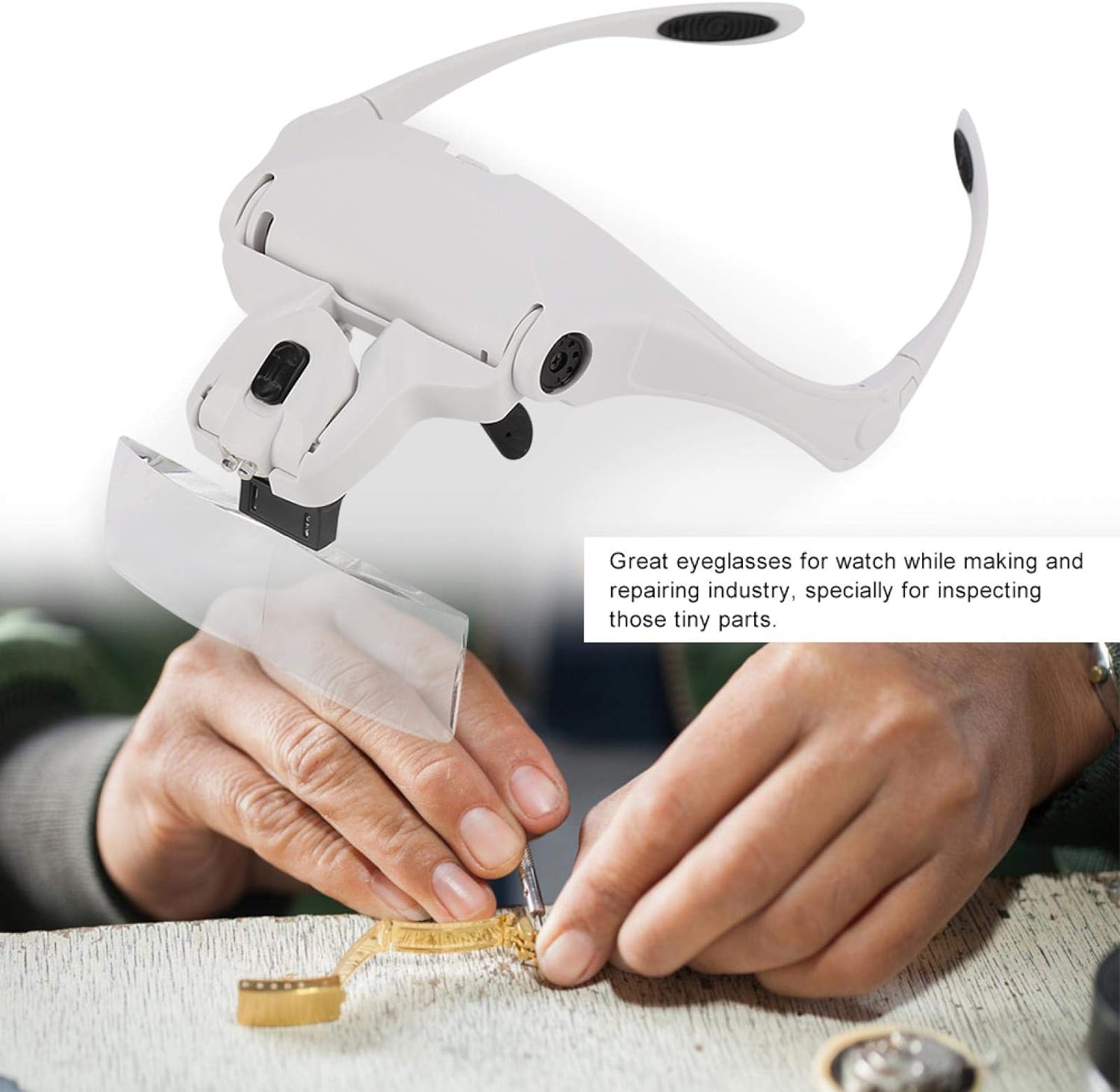 Loupe de lunettes grossissante avec lumière LED  NO.9892B1 Avec 5 pièces différentes