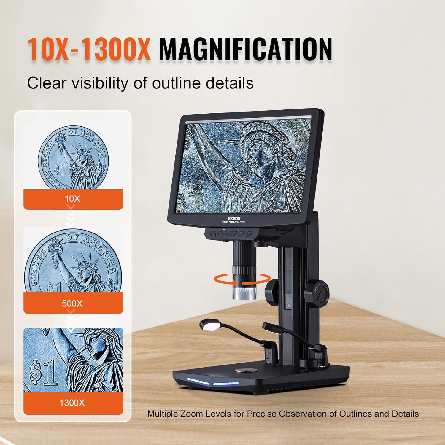 Microscope numérique multifonction W10 10,1" HDMI 1300X avec ecran IPS