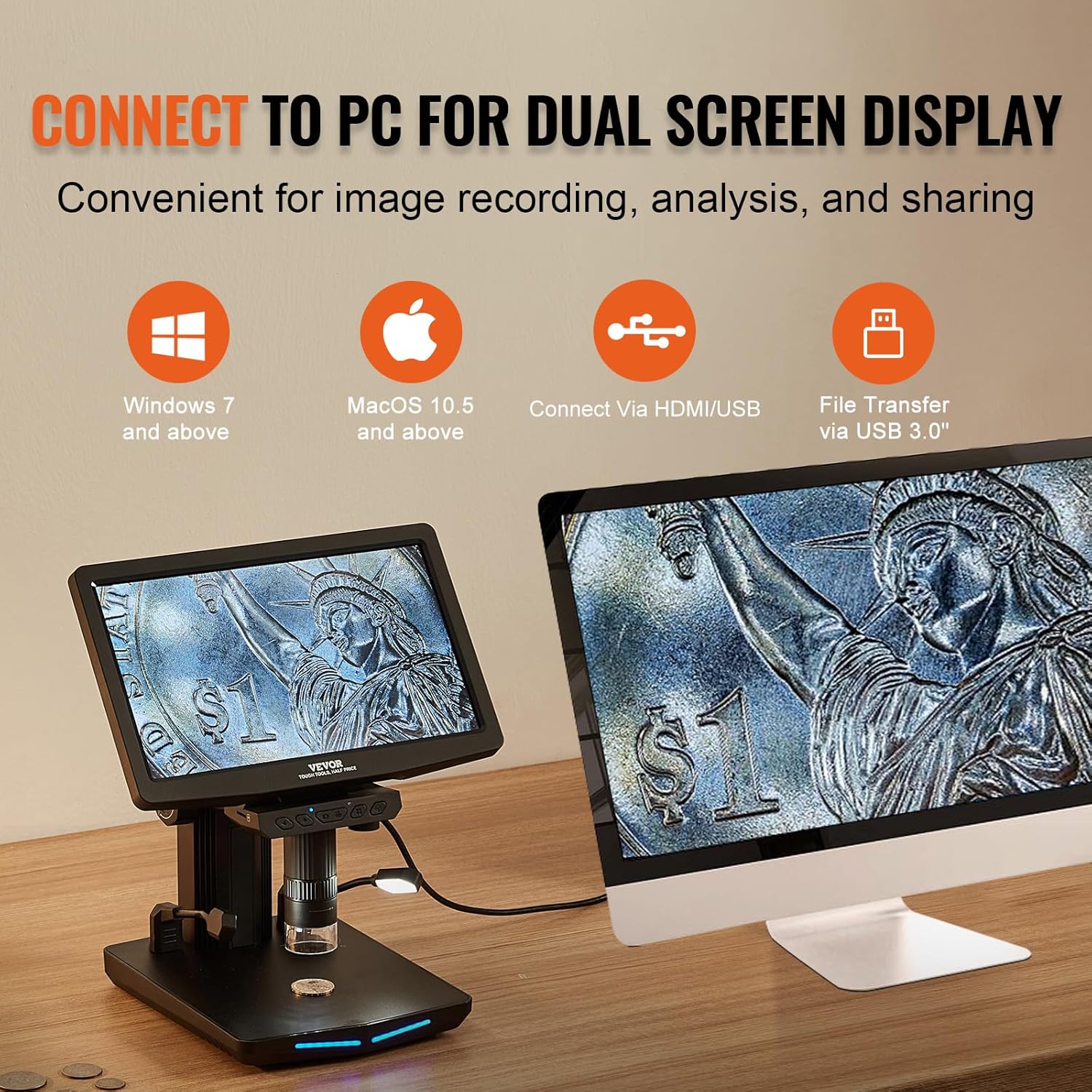 Microscope numérique multifonction W10 10,1" HDMI 1300X avec ecran IPS