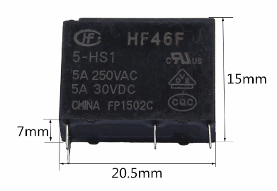 Relais HF46F 5V 12V 24V 5A