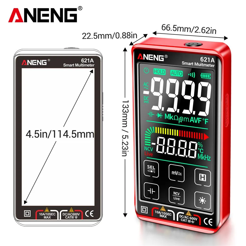 ANENG 621A MULTIMETRE numérique intelligent écran tactile multimètre testeur automatique DC/AC 10A