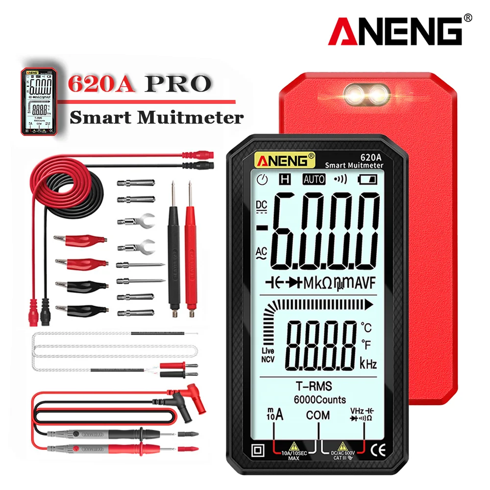 MULTIMETRE ANENG 620A Multimètre numérique intelligent Testeurs de transistors 6000 Comptes True RMS Capacité électrique automatique