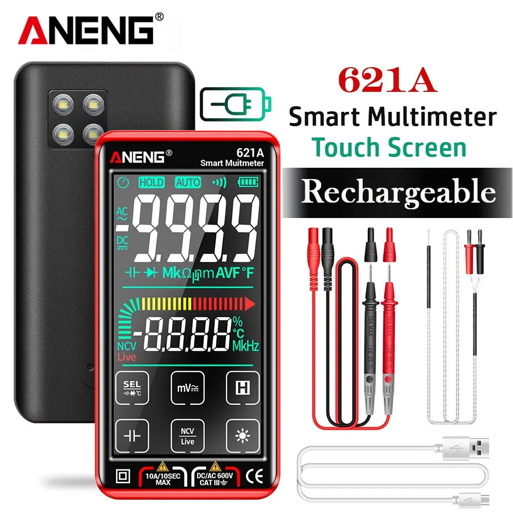 ANENG 621A MULTIMETRE numérique intelligent écran tactile multimètre testeur automatique DC/AC 10A