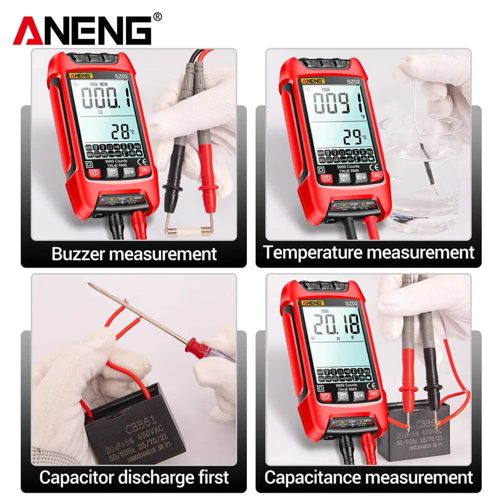 ANENG – multimètre numérique SZ01 ZL121, 6000 comptage True RMS, mesureur de capacité électrique automatique, tension cc ca, résistance de courant
