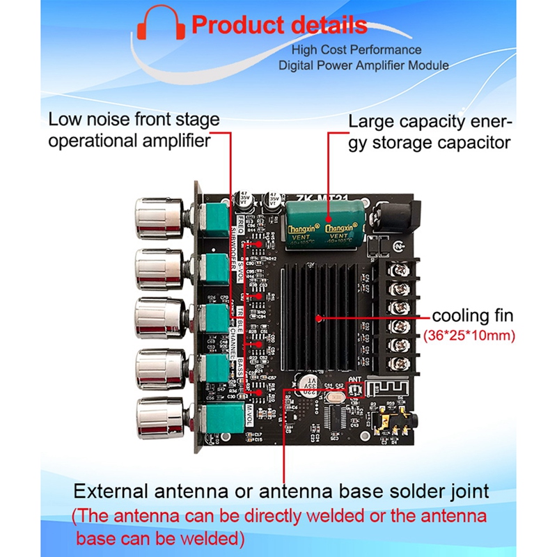 Amplificateur audio sans fil Bluetooth  zk-mt21 100w