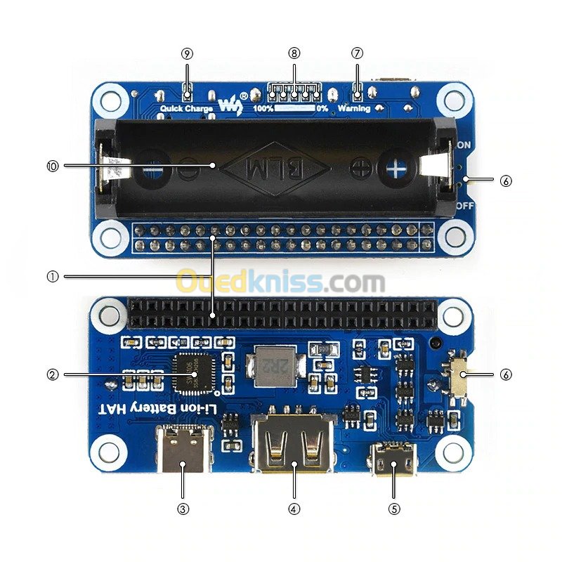 Carte d'Extension Batterie Lithium Raspberry SW6106