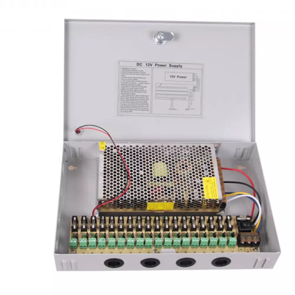 BOITIER D'ALIMENTATION CAMERA 12V 20A 18CH SORTIE