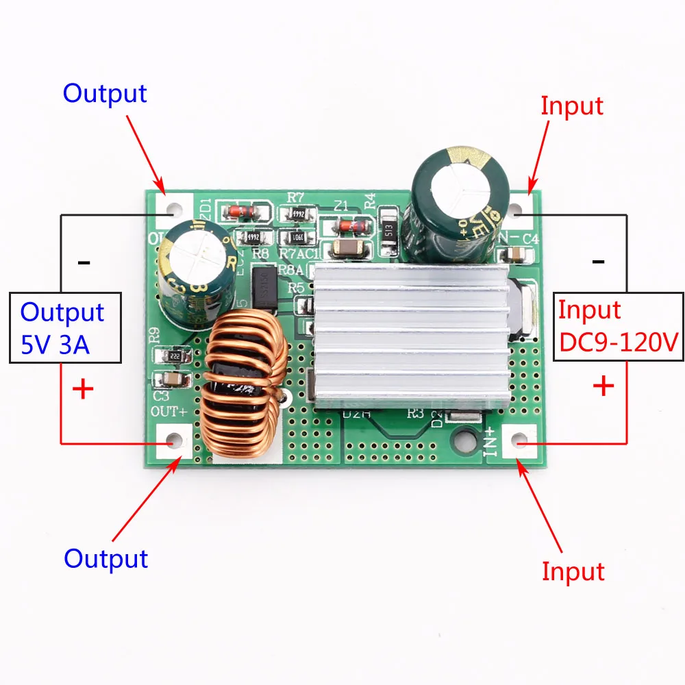 Convertisseur Abaisseur DC ( 9V_ 120V ) TO DC ( 5V 12V 24V ) 3A