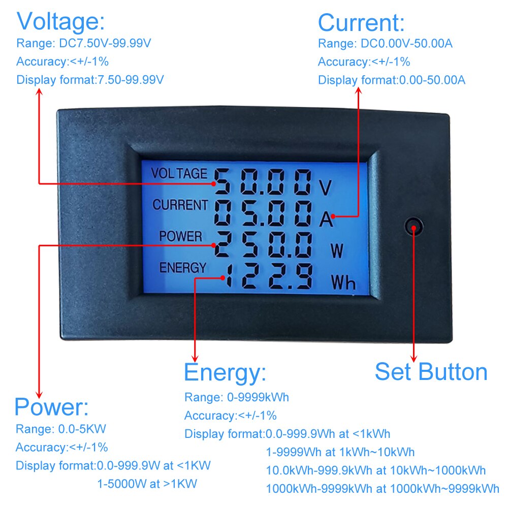 WZ-DM20 /50 /100 Voltmètre, ampèremètre, 100V , 20 A 50 A 100 A, compteur d'énergie électrique
