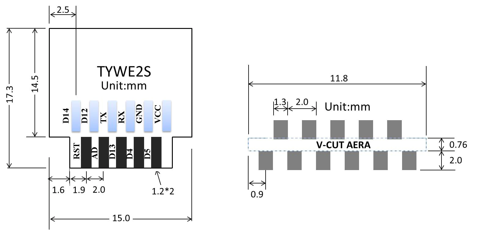 ESP32 Module WiFi série TYWE2S (ESP-02S)