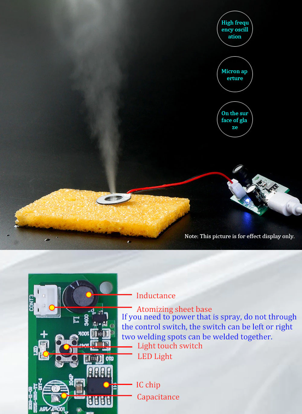 HUMIDIFICATEUR BRUMISATEUR SUPER ULTRASONS DC 5V 20 MM