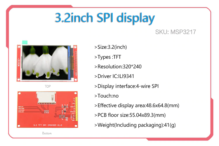 LCD TFT couleur 3.2 pouces