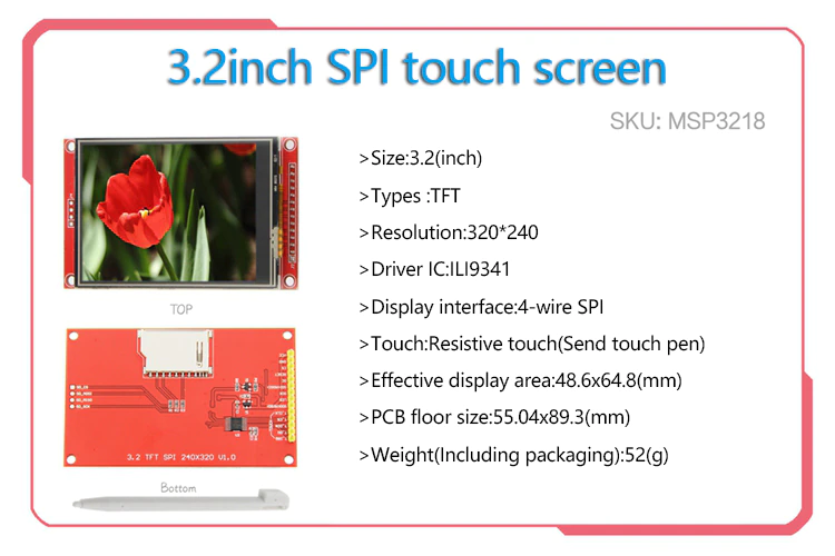 LCD TFT couleur 3.2 pouces tactile