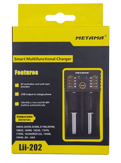 Chargeur de batterie Ni-Mh Ni-Cd Li-ion Li-Fe METAMA, Lii-202 multi-fonction smart 1A