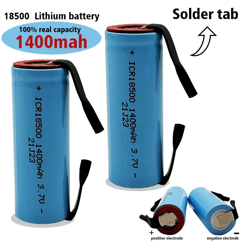 Pile au lithium rechargeable 18500 3.7V 1400mAh + etiquette de soudure