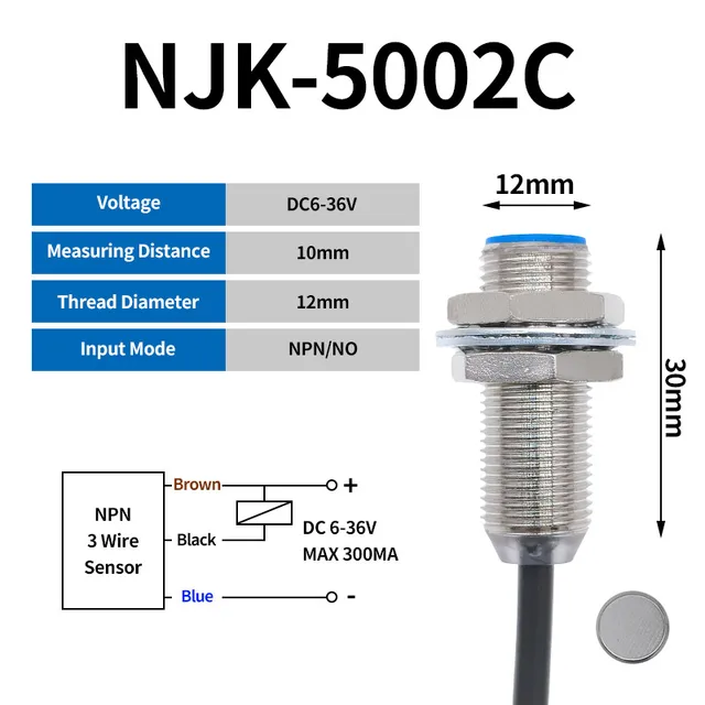 capteur de proximité  NJK-5002C  NPN DC 3 fils NO 300mA DC