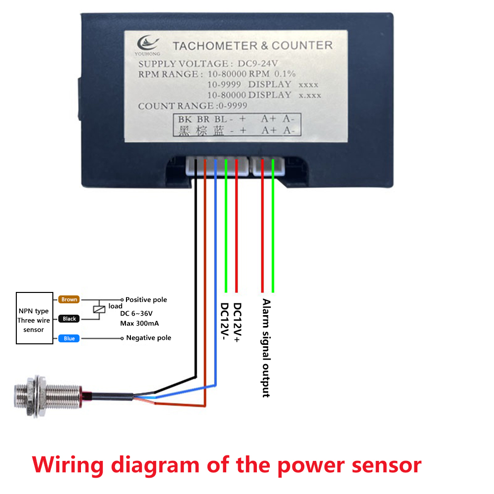 Tachymètre Numérique 4 Bits Haute Précision YH-TC01 DC 9-24V 5A Compteur De Vitesse
