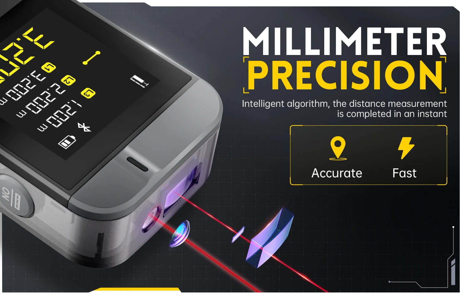 FNIRSI-Telemetre laser IR40, ruban a mesurer laser 40M