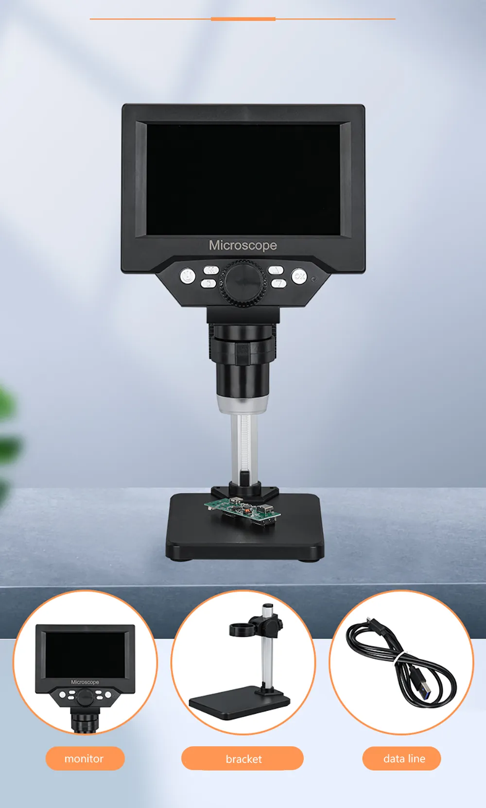 Microscope numérique G1000 1-1000X LCD 5.5 pouces HD Portable 8 LED 10MP