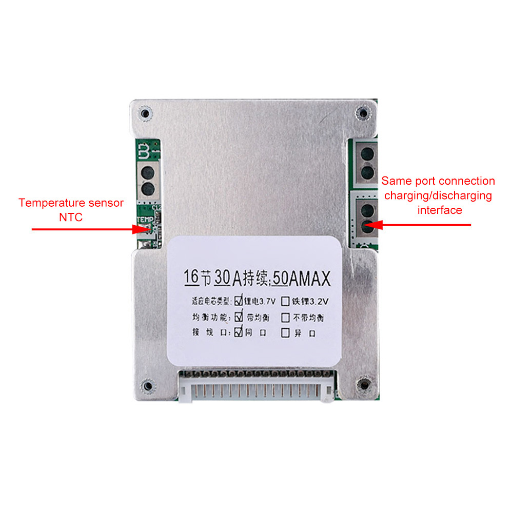 Panneau de Protection de batterie BMS 16S 60V 50a