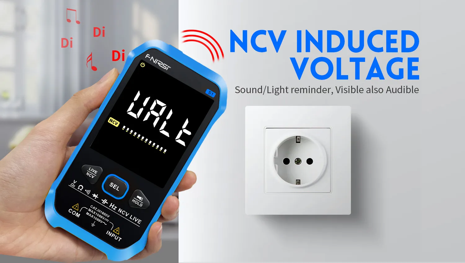 FNIRSI – MULTIMETRE numérique intelligent S1, 9999 points, tension AC, DC, Diode de résistance, NCV Hz, testeur d'affichage couleur de fil en direct