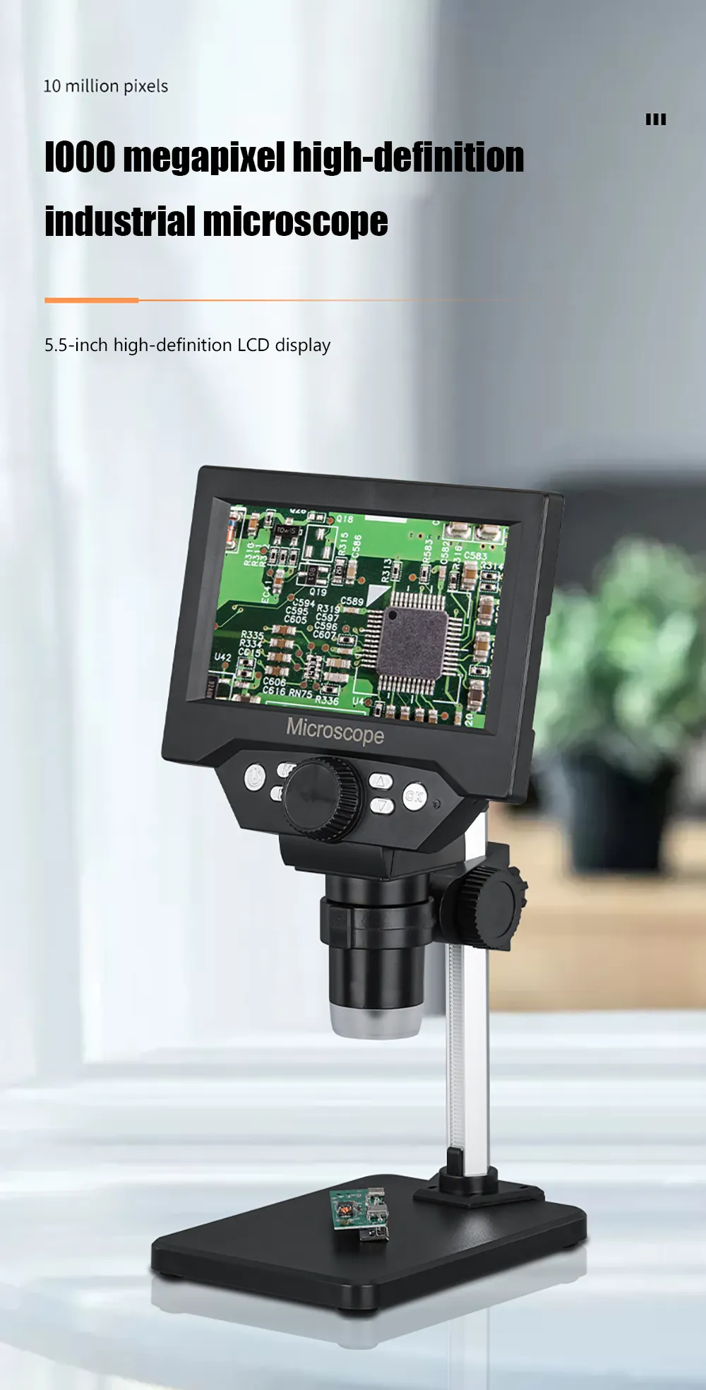 Microscope numérique G1000 1-1000X LCD 5.5 pouces HD Portable 8 LED 10MP